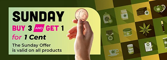 Cannabis 21 Plus Mission Valley Sunday Offer - Buy any 3 of the same product and get 1 for a cent
