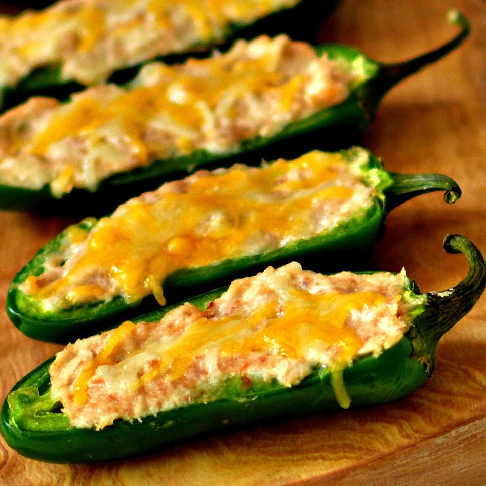 Cheese stuffed jalapeno poppers ready to be served