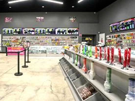 Counters at the Cannabis 21+ Hemet dispensary