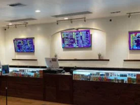 Counter at the C21+ Ukiah cannabis dispensary